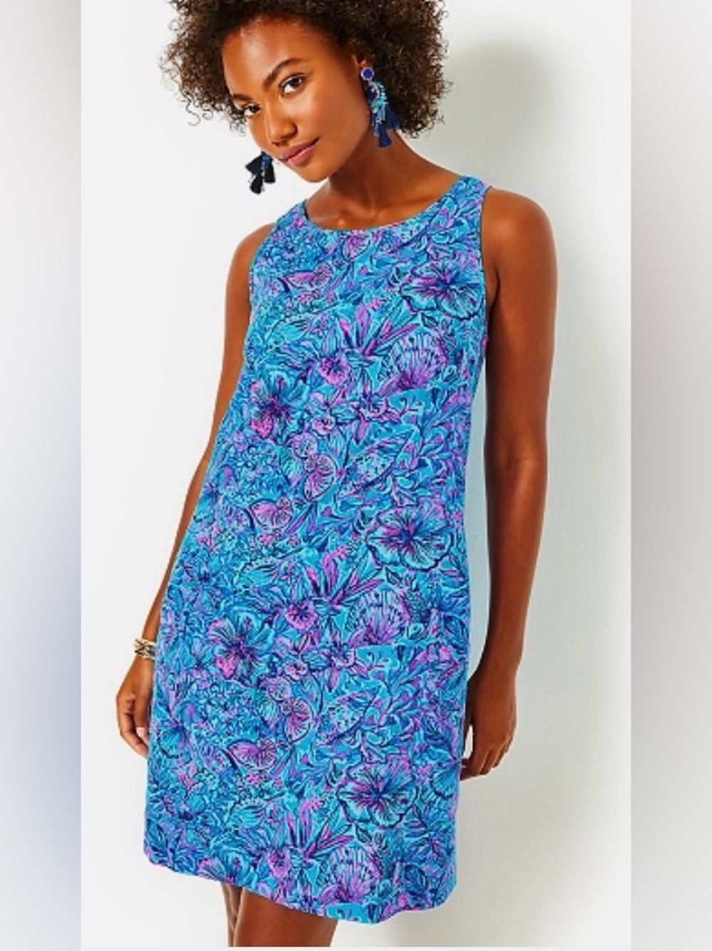 Lilly Pulitzer Maurina Linen Shift Dress Lilac Rose Size 16/Ptp22”-23.5” - Picture 1 of 7